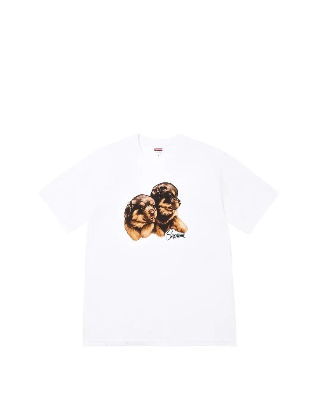 Supreme White Puppies Print T-Shirt for men