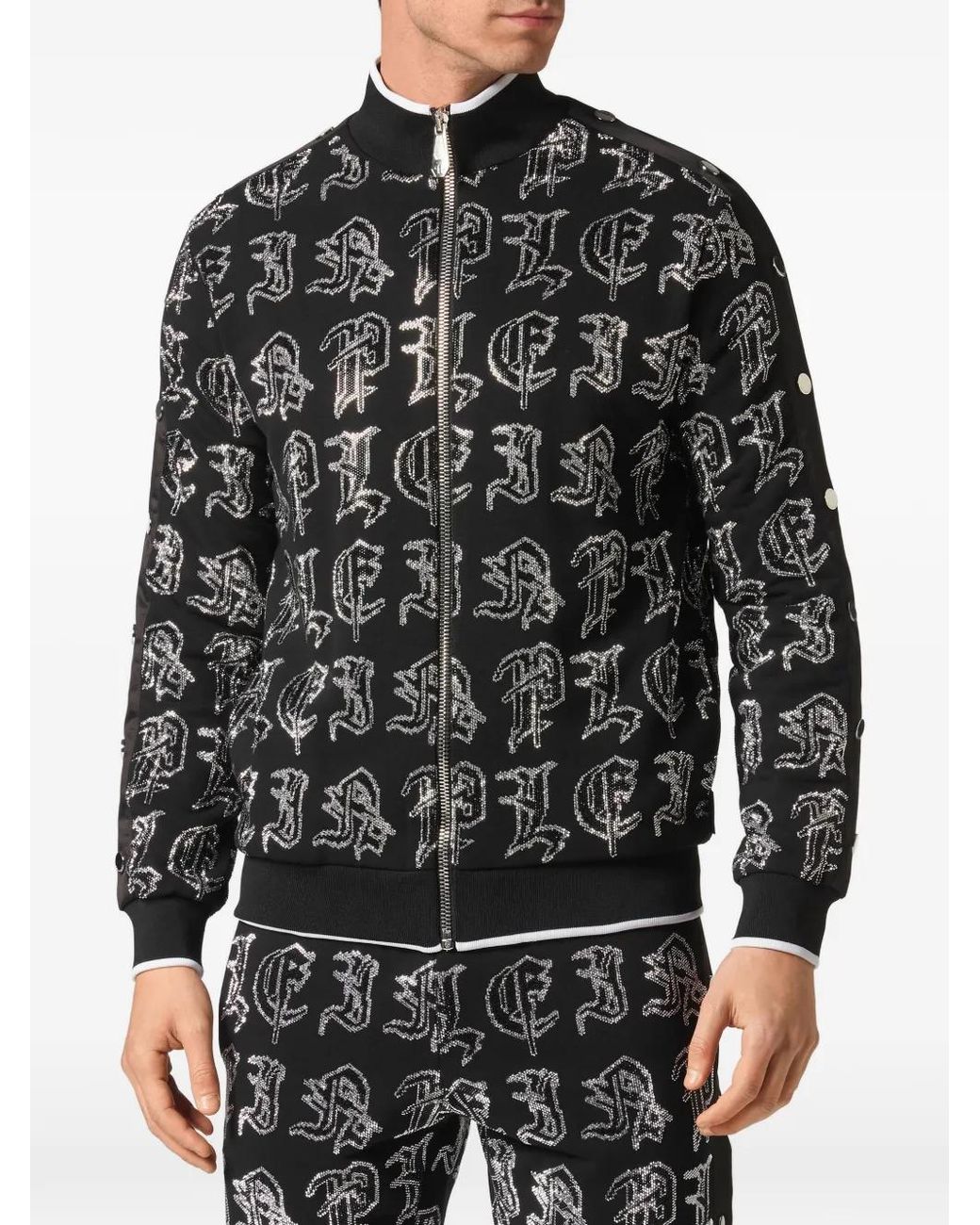 Philipp Plein Black Survêtement Gothic Plein Zippé (Deux Pièces) for men