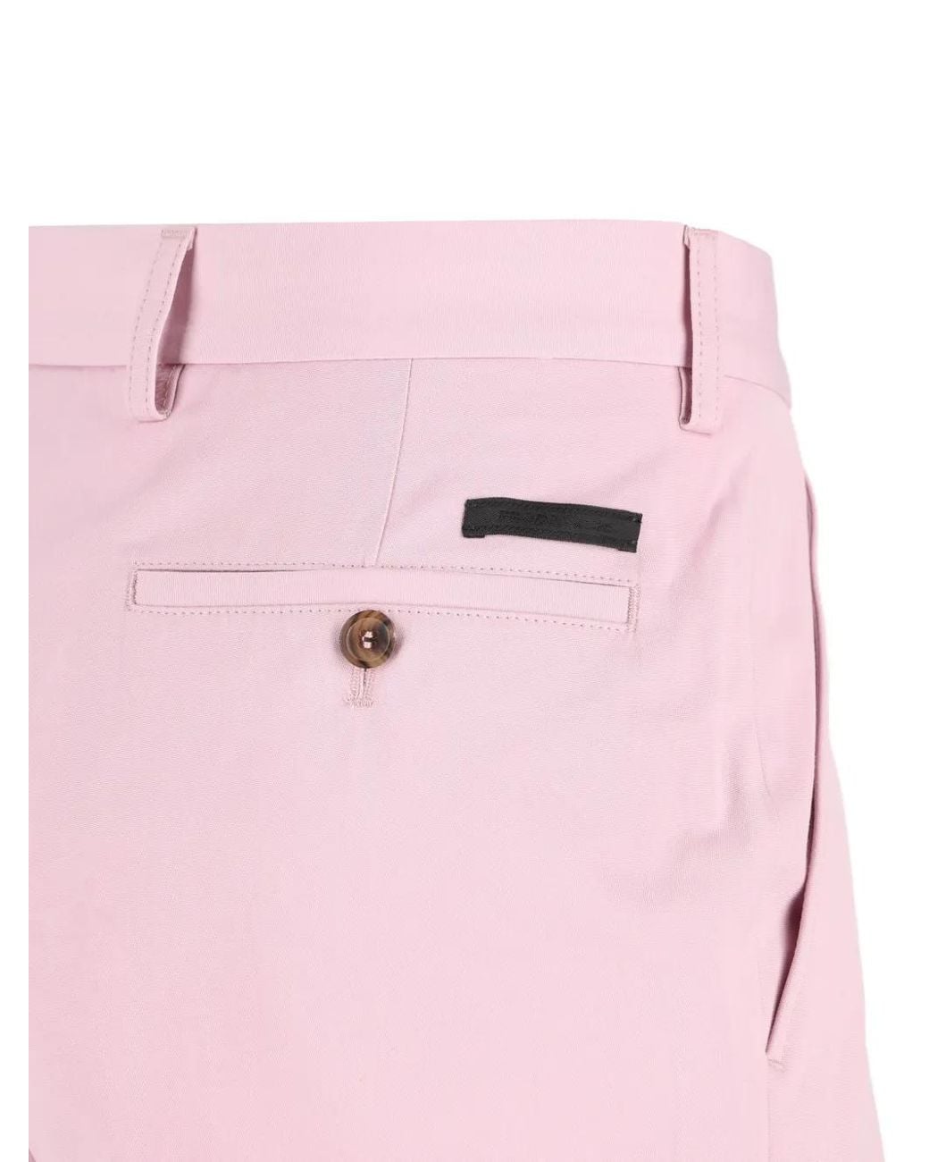 Prada Pink Cotton Button Tailored Trousers for men
