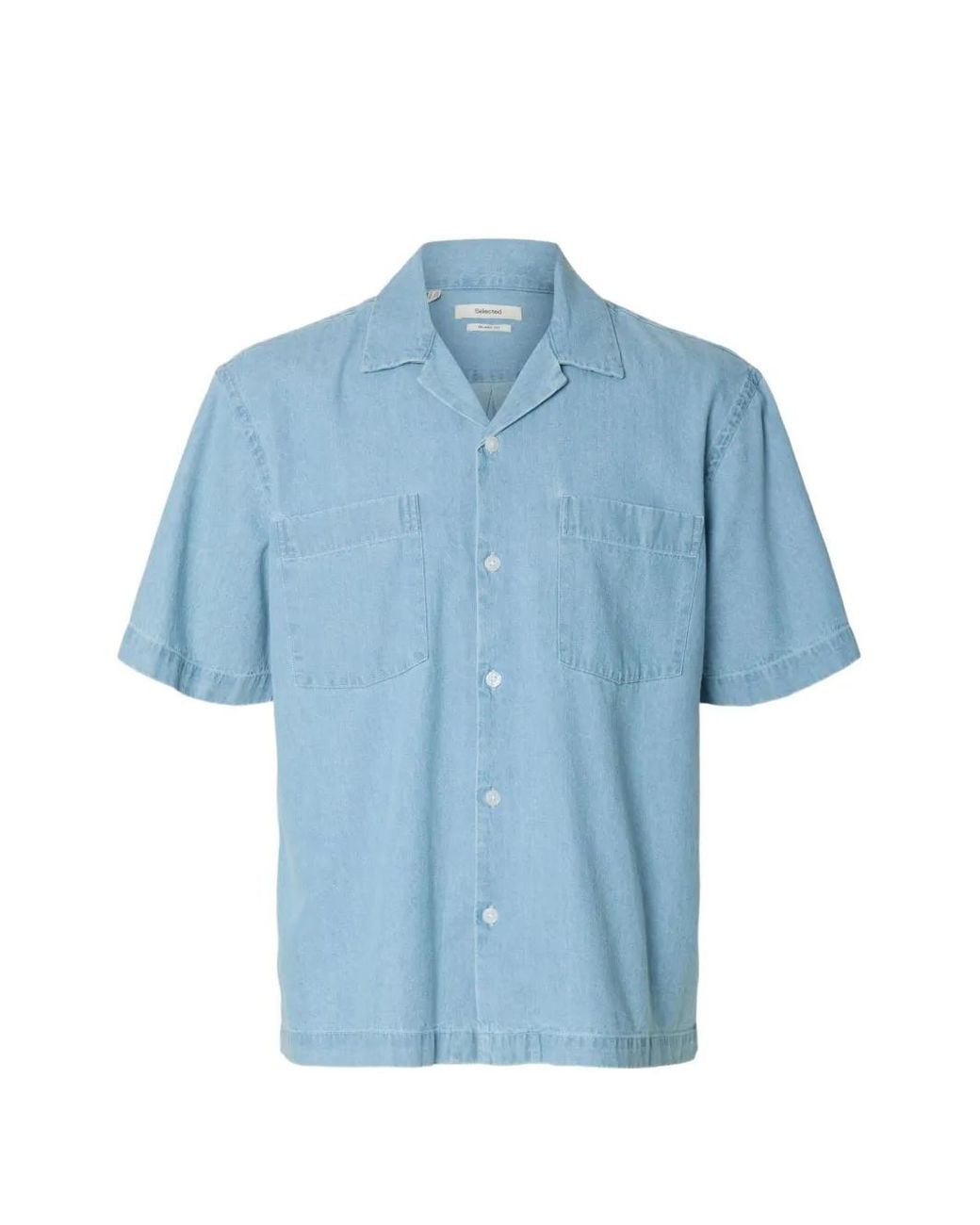SELECTED Blue Short-Sleeved Denim Shirt for men