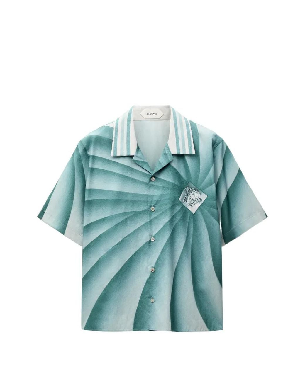 Versace Blue Medusa Vortex-Print Shirt for men