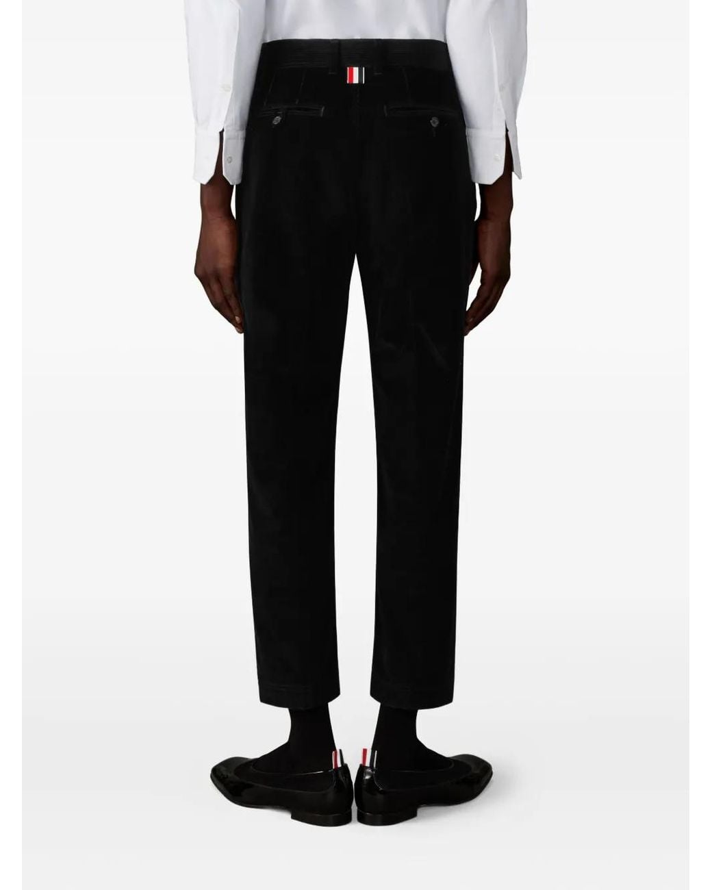 Thom Browne Black Corduroy Tapered Chino Trousers for men