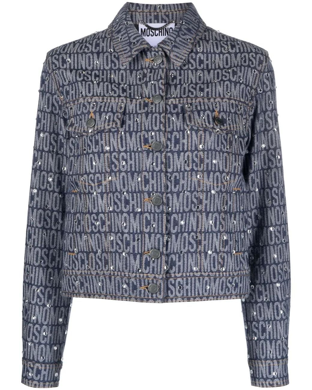 Moschino Blue Monogram-Print Denim Jacket
