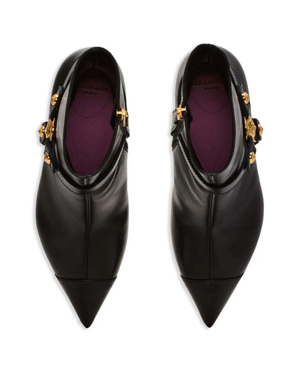 Balmain Black Schwarze Lederstiefeletten Mit Schnalle