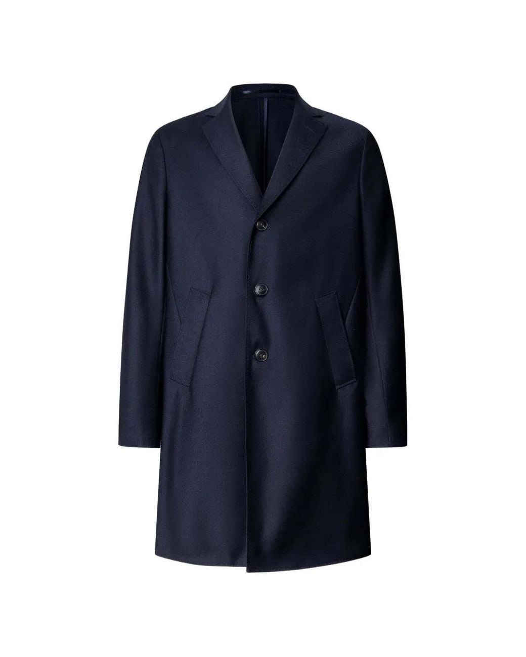 Hackett Blue Wool Flannel Coat for men