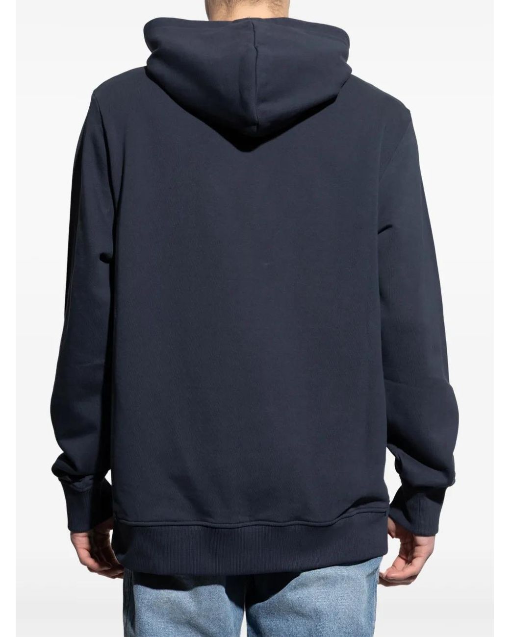 Balmain Blue Logo-Graphic Drawstring Hoodie for men