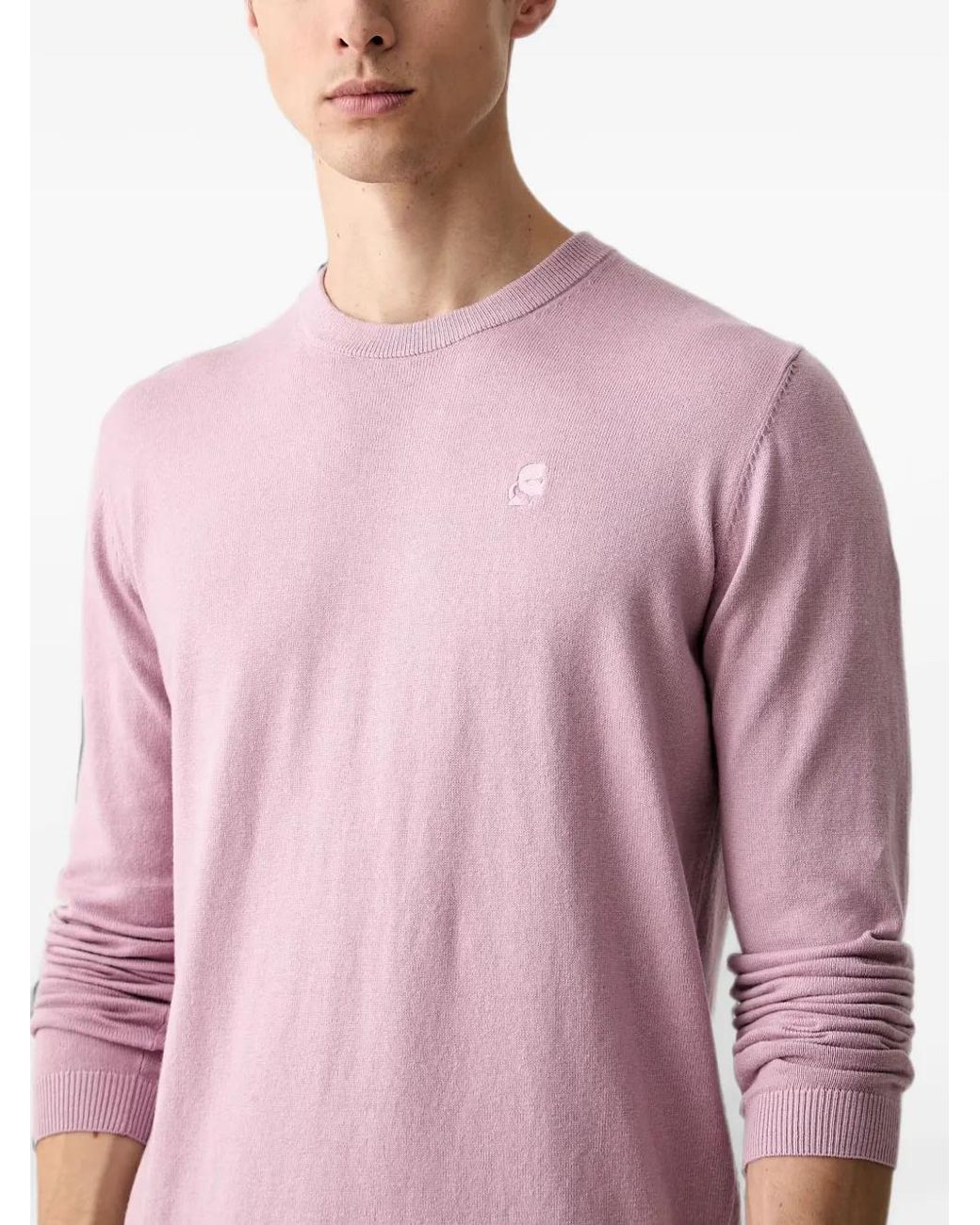 Karl Lagerfeld Purple Logo-Embroidered Crew-Neck Sweater for men