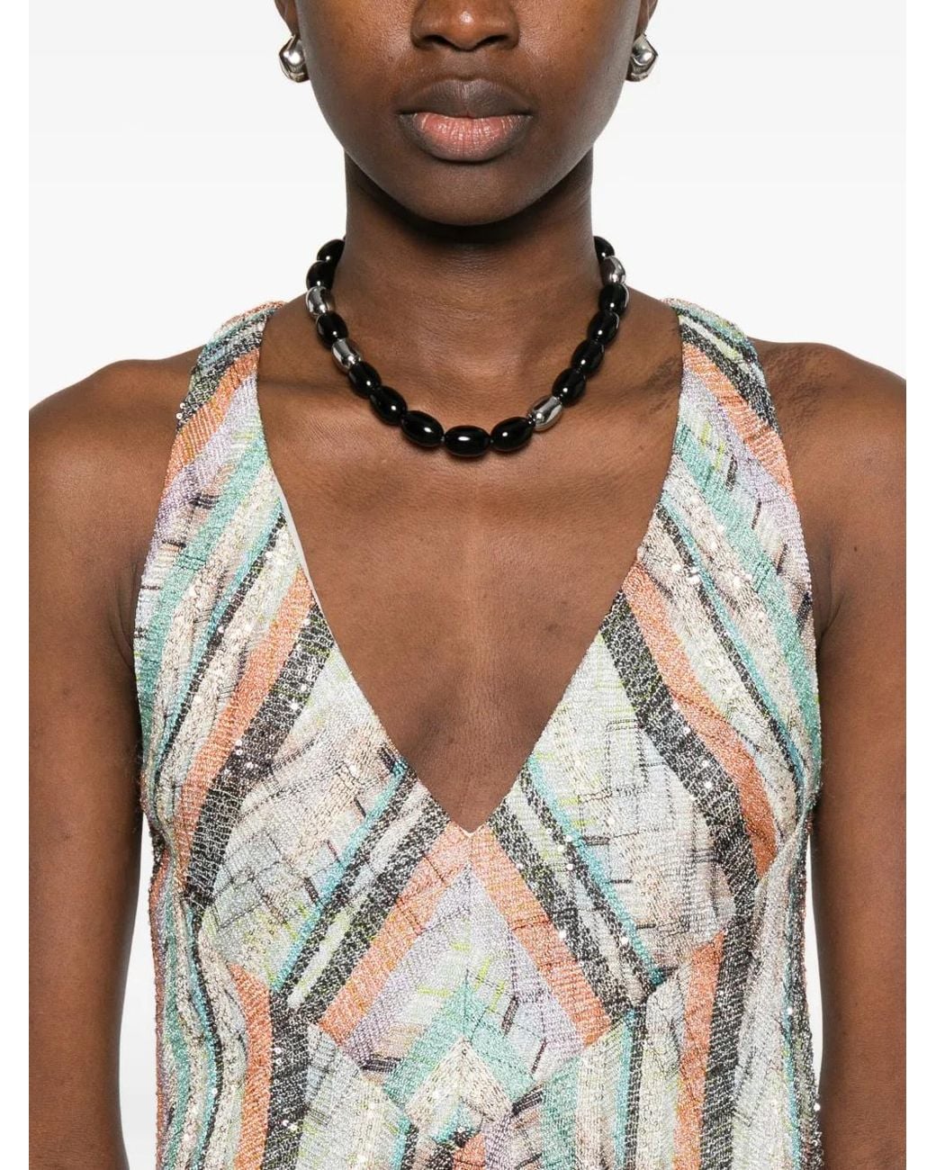 Missoni White Sleeveless Multi-Technique Mixed Lamé Gown