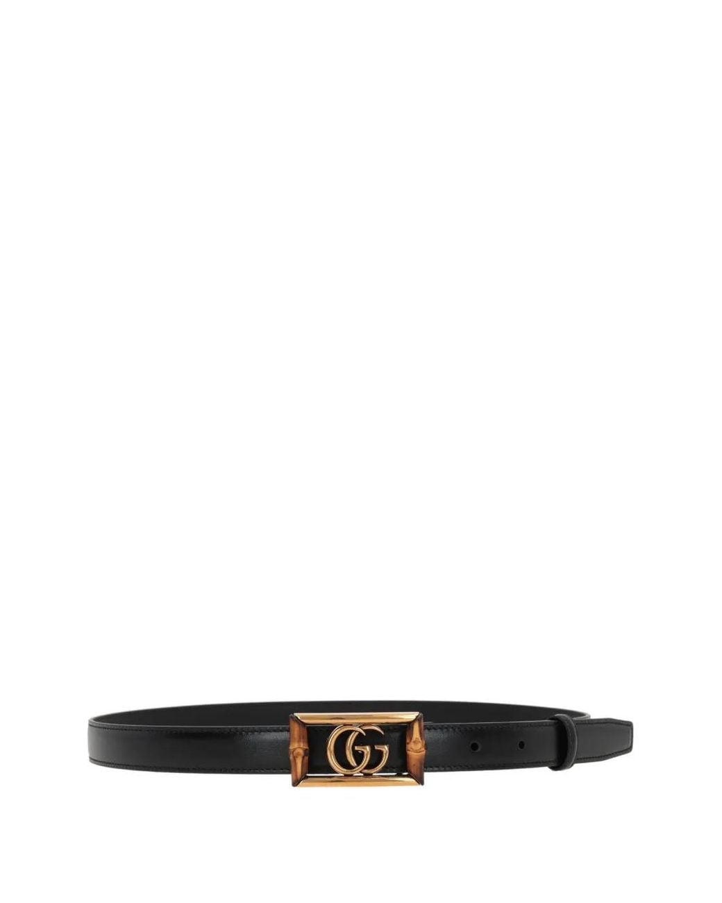 Gucci White Bamboo-Detail Leather Buckle Belt