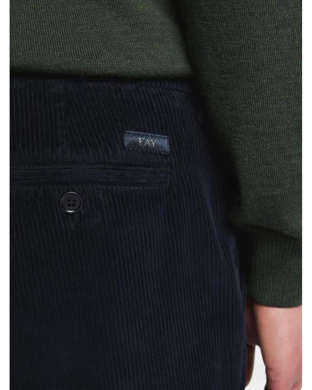 Fay Black Corduroy-Textured Trousers for men