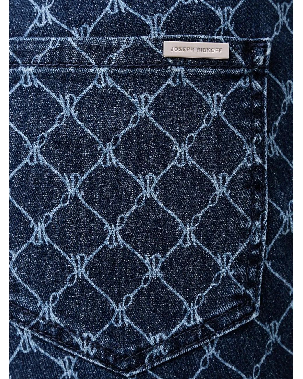 Joseph Ribkoff Blue Monogram-Pattern Cropped Jeans