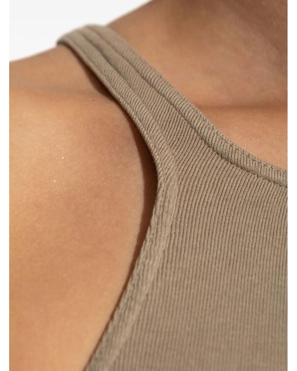 Rick Owens Natural Ribbed Racer-Back Tank Top