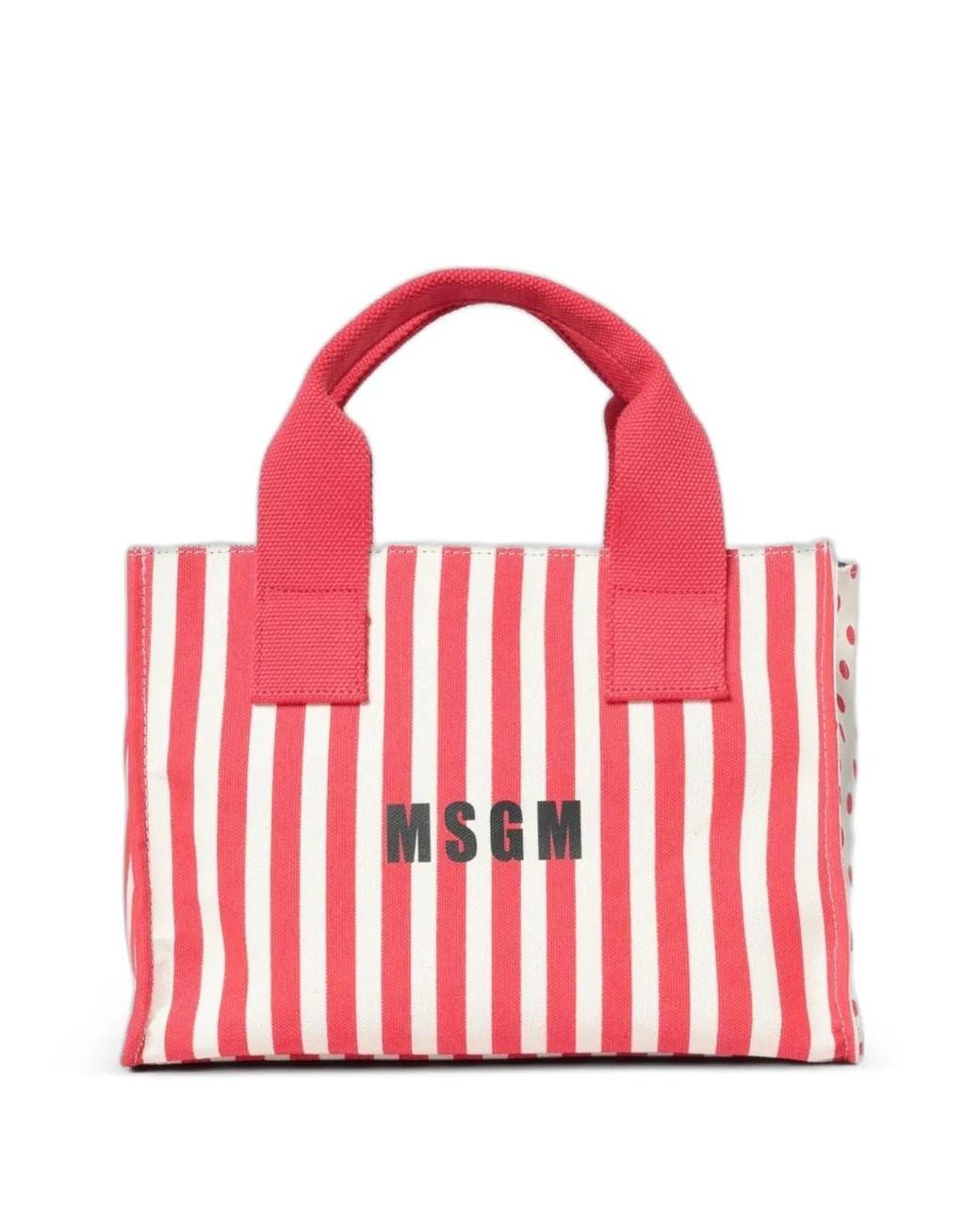MSGM Red Striped Polka-Dot Shoulder Bag
