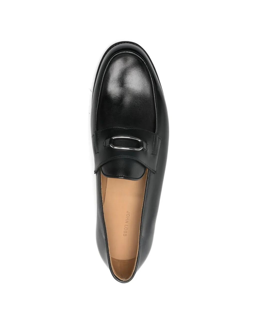 John Lobb Black Metal Bar Loafers for men