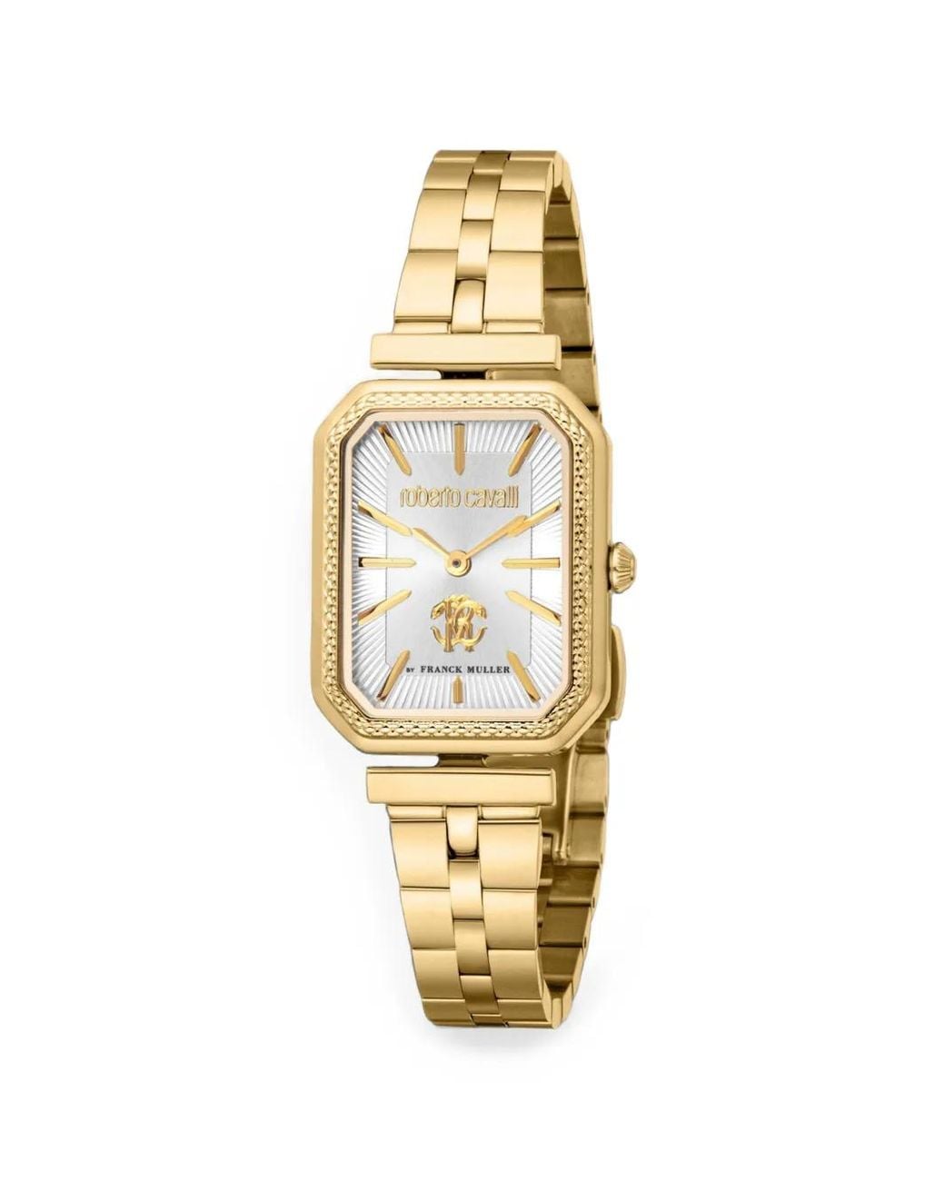 Roberto Cavalli Metallic Octagonal Textured-Bezel 23Mm Watch