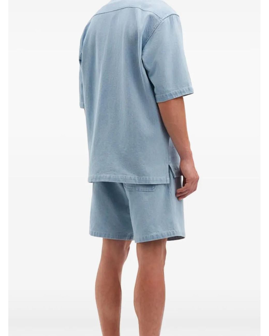 Samsøe & Samsøe Blue Short-Sleeve Denim Shirt for men