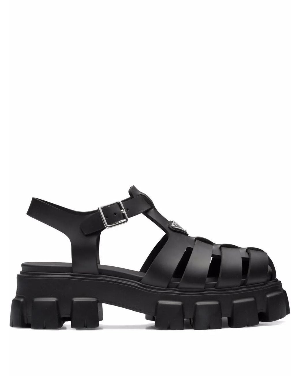 Prada Black Branded Rubber Sandals for men
