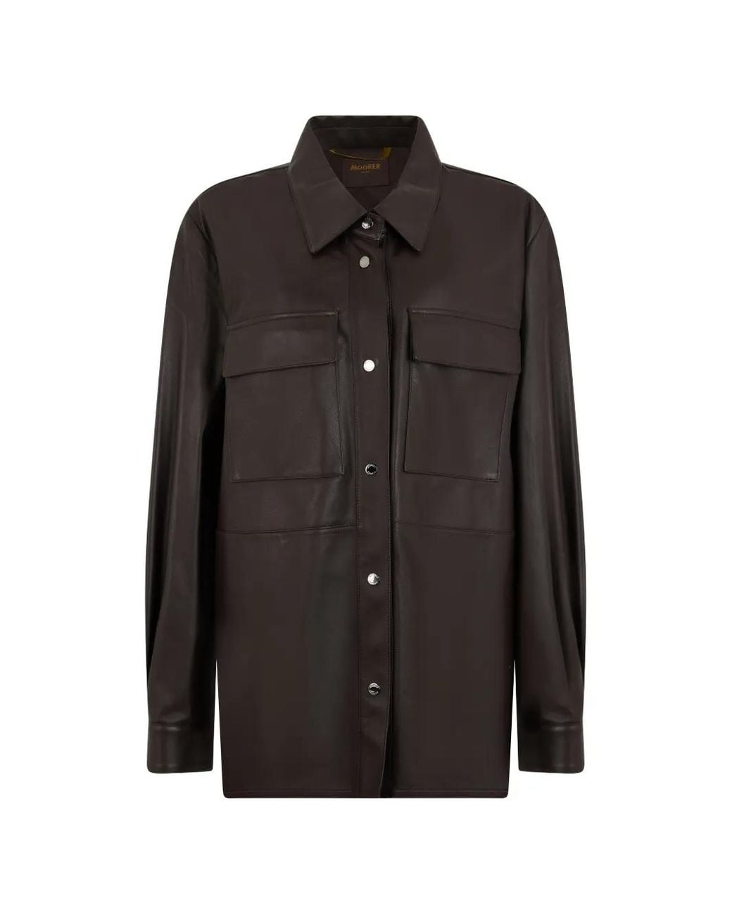 Moorer Black Button-Fastening Leather Jacket