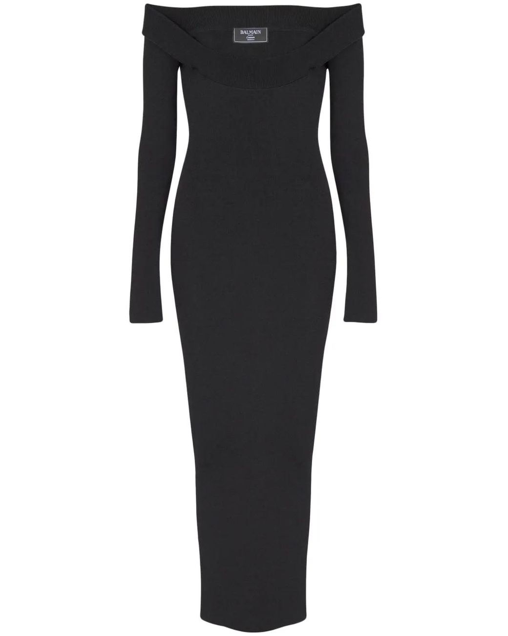 Balmain Ribgebreide Maxi-Jurk in het Black