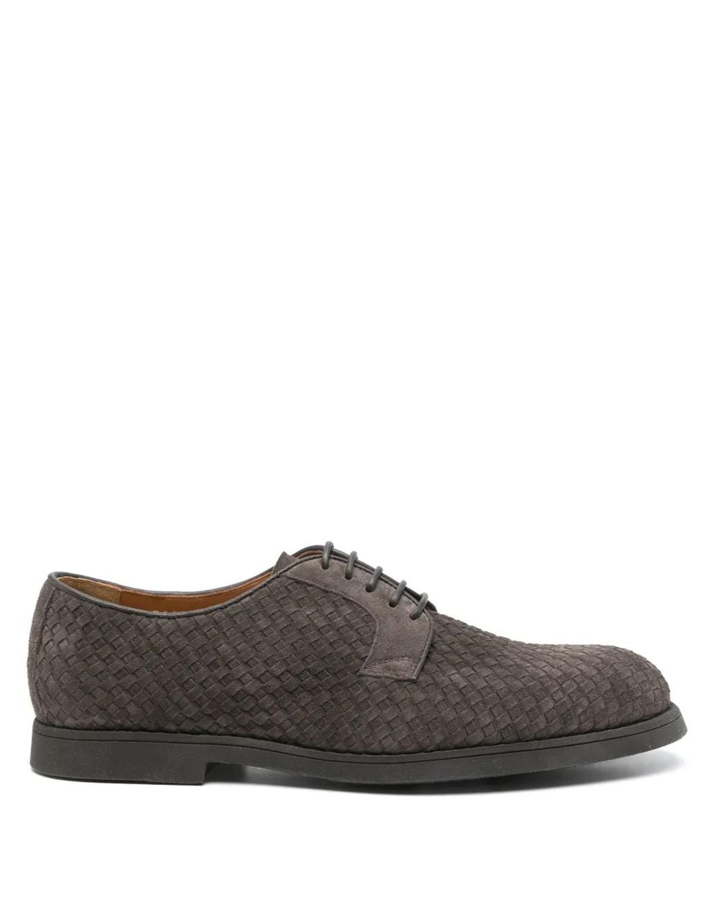 Doucal's Brown Interwoven Derby Shoes for men