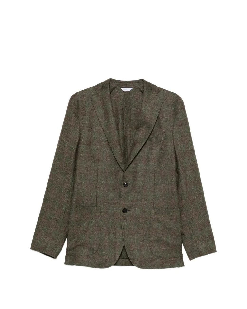 Boglioli Green Check-Pattern Notched-Lapel Jacket for men