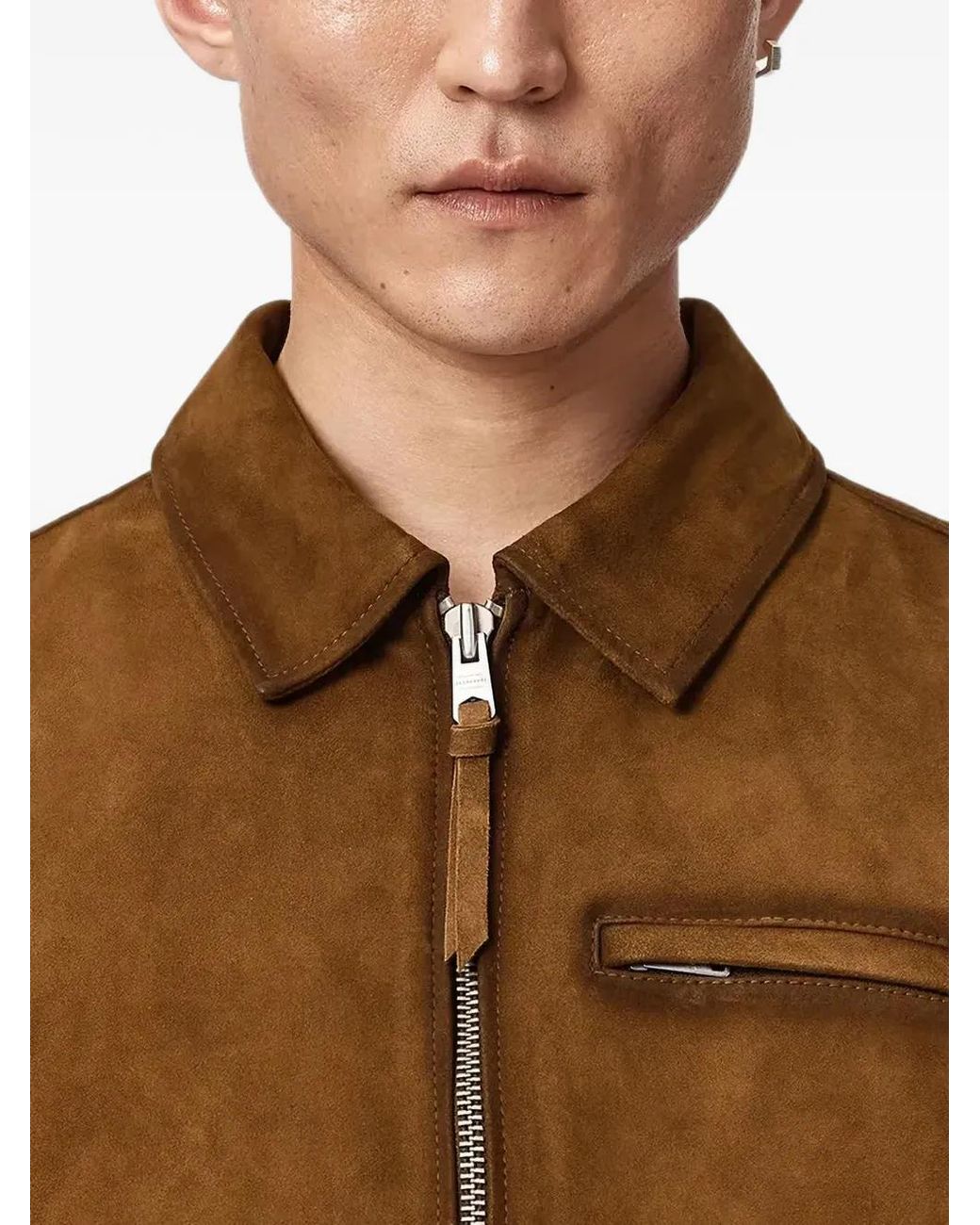 AllSaints Brown Ashwood Zip-Up Jacket for men