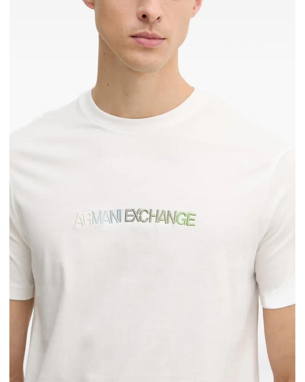 ARMANI EXCHANGE White Logo-Embroidered T-Shirt for men