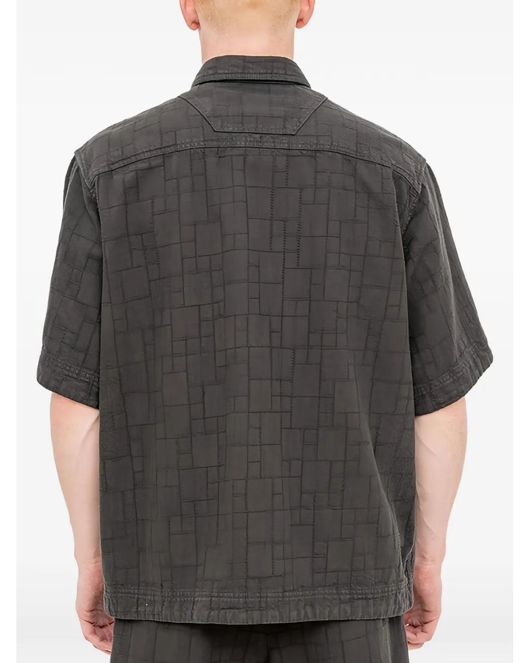 Juun.J Gray Geometric-Patterned Short-Sleeved Shirt for men