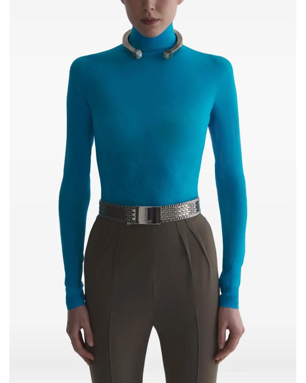 Mugler Blue Long Sleeve Top