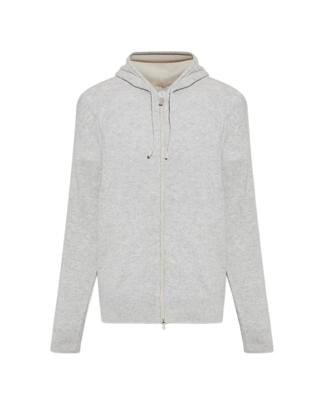 Eleventy White Zip-Up Hoodie for men