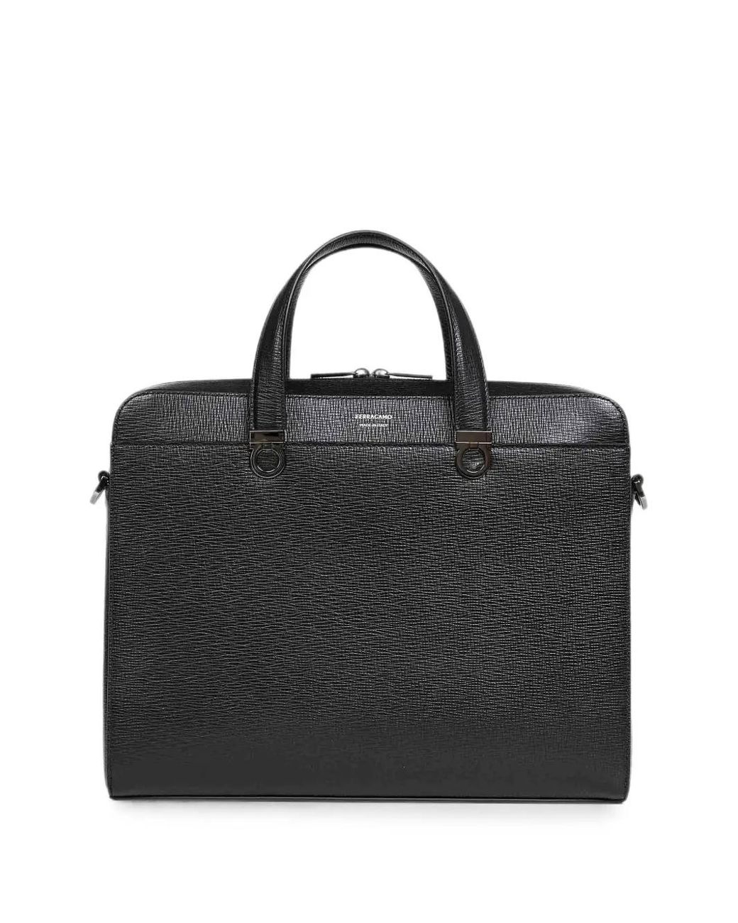 Ferragamo Black Gancini Briefcase for men