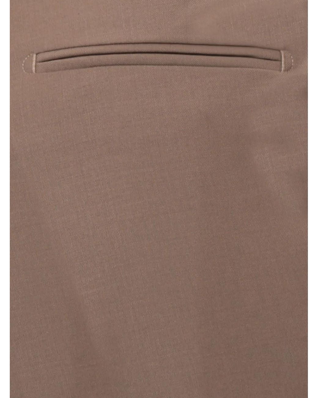 Devore Brown Pleat-Detail Turn-Up Trousers for men