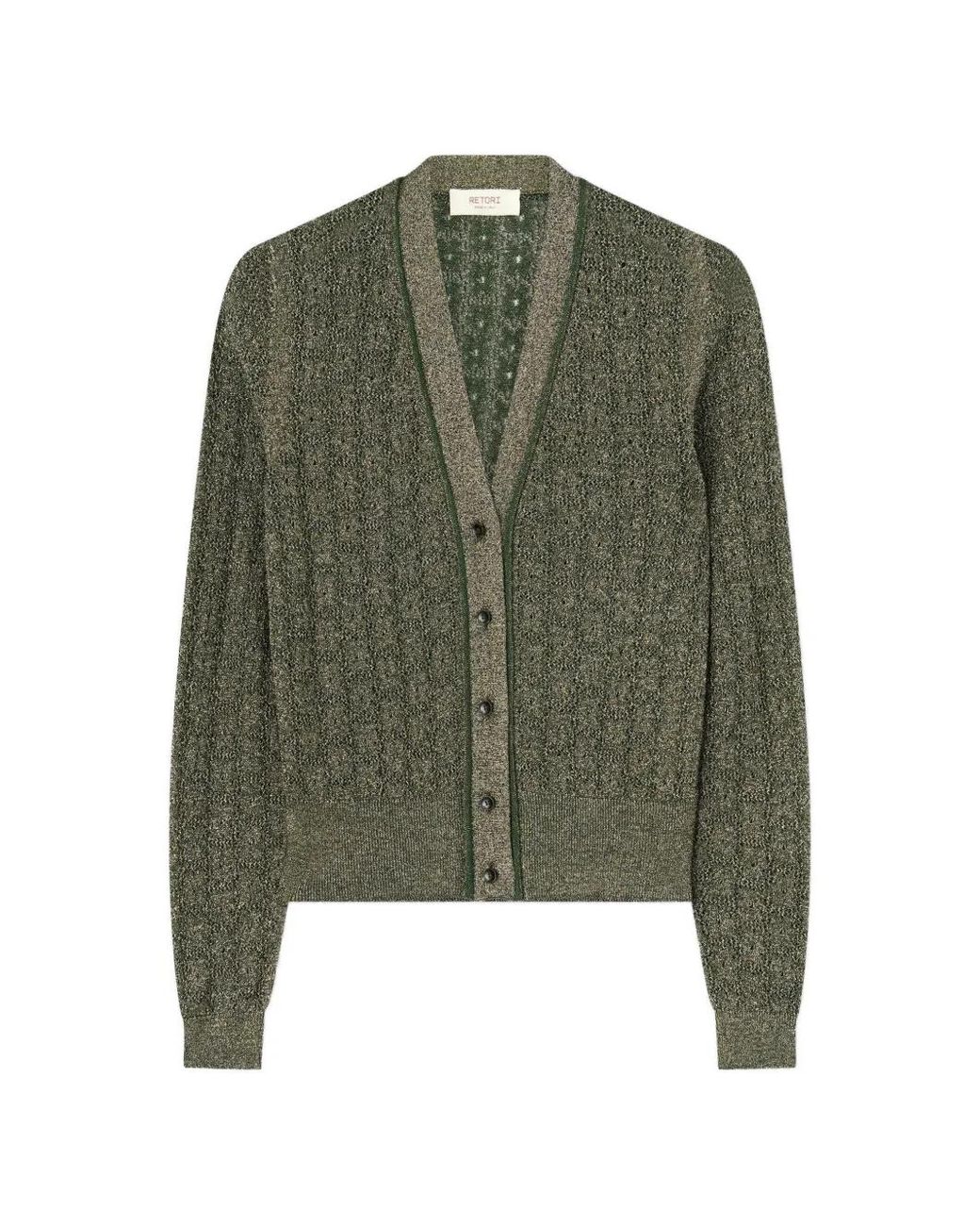 RETORI Green Jacquard-Knit Cardigan