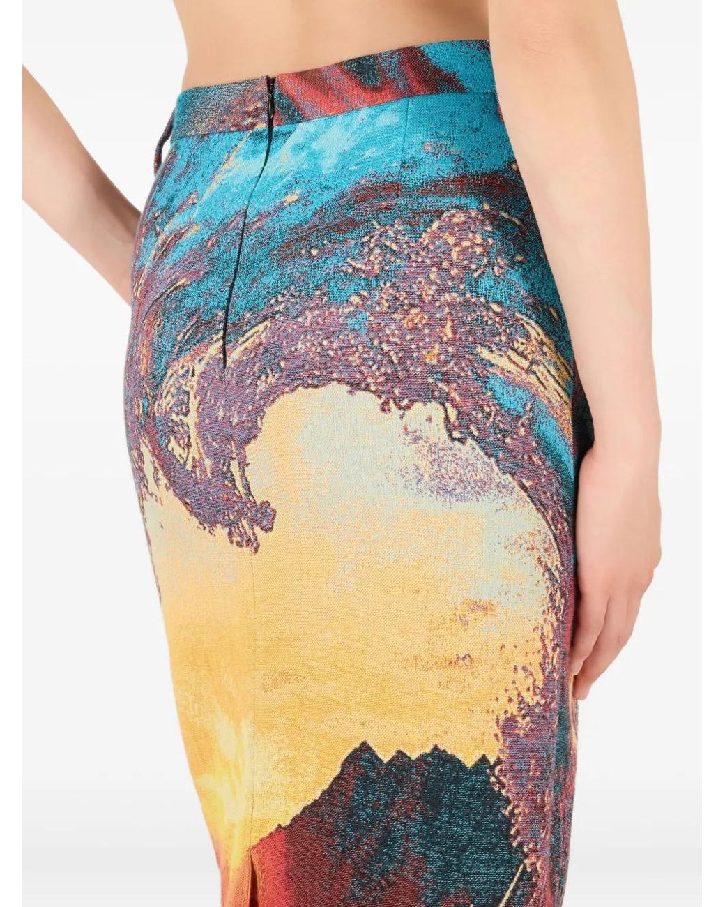 Roberto Cavalli Blue Patterned-Jacquard Skirt