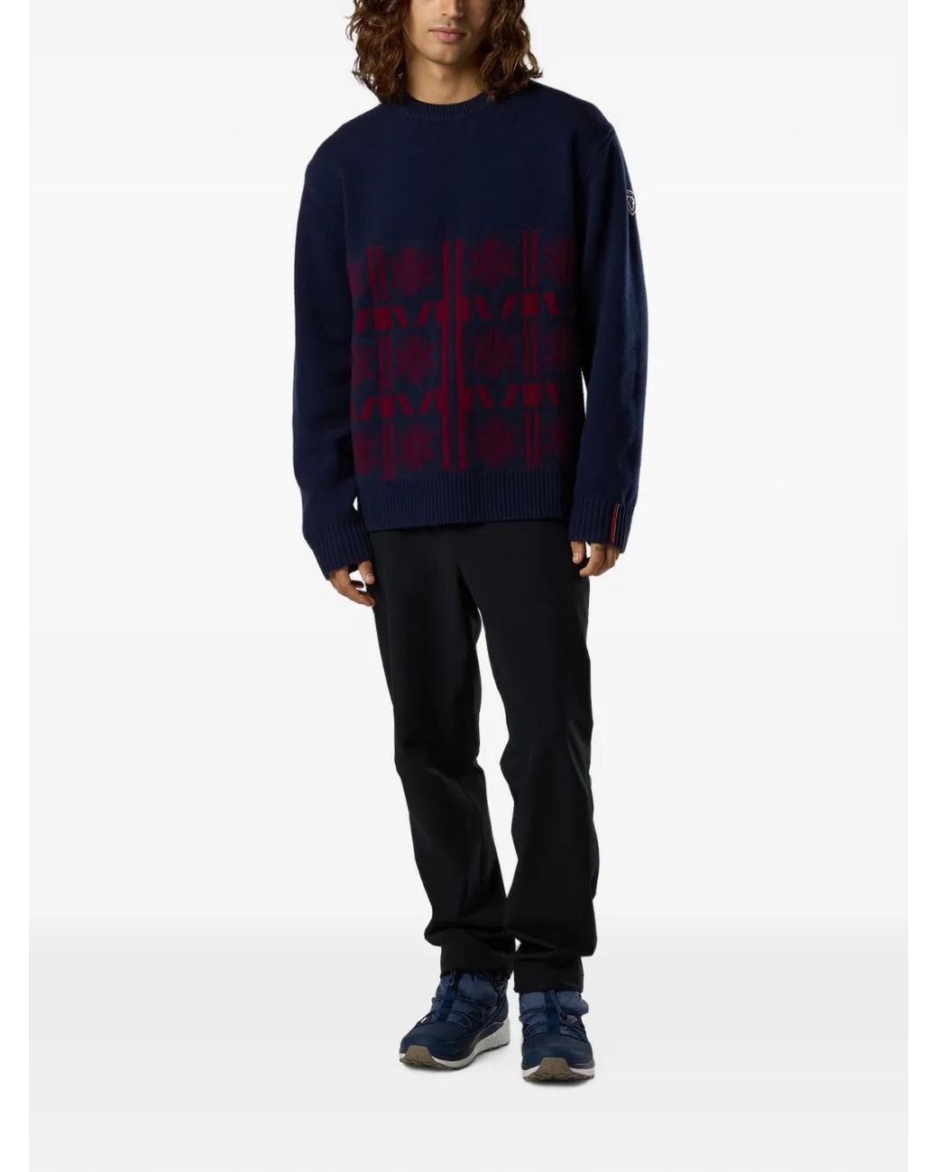 Rossignol Blue Patterned Crew-Neck Sweater for men