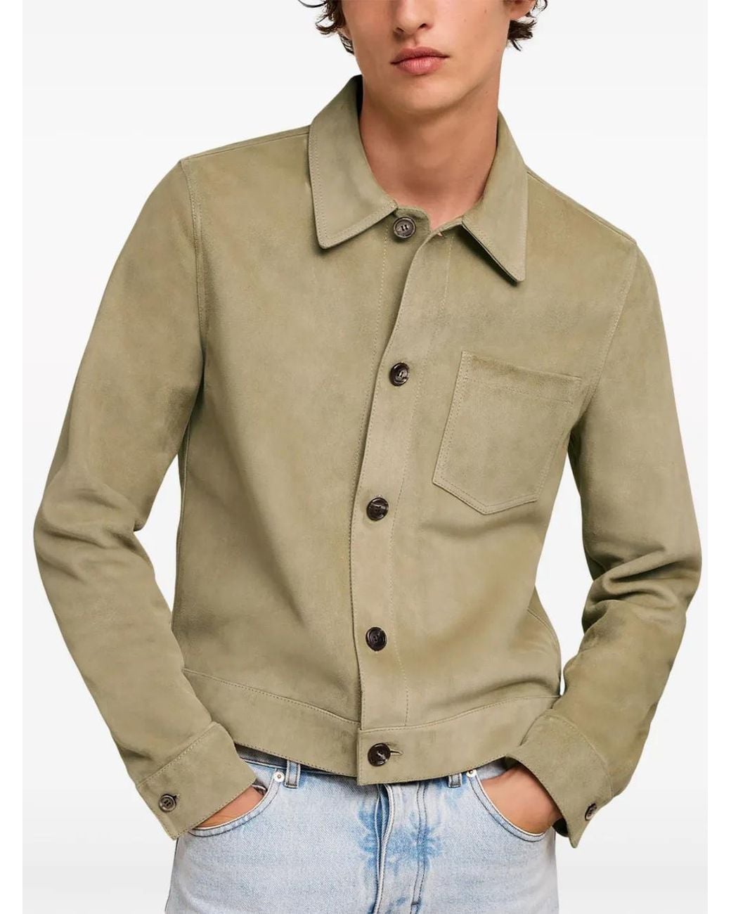 AMI Natural Boxy-Fit Goatskin Shirt Jacket for men