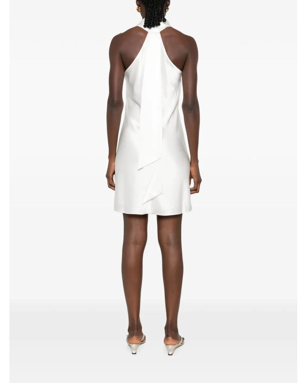 Galvan White Pandora Satin Mini Dress