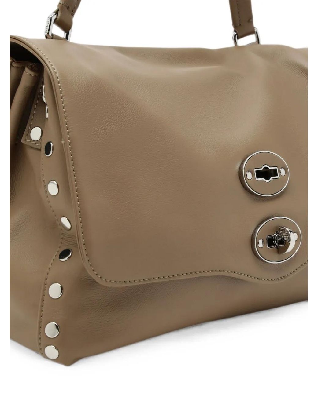 Zanellato Brown Small Postina Stud-Embellished Tote Bag