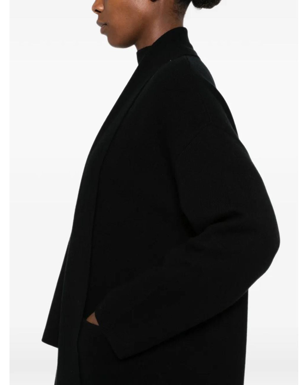 Allude Black Cardigan À Col Châle Et Poche Plaquée