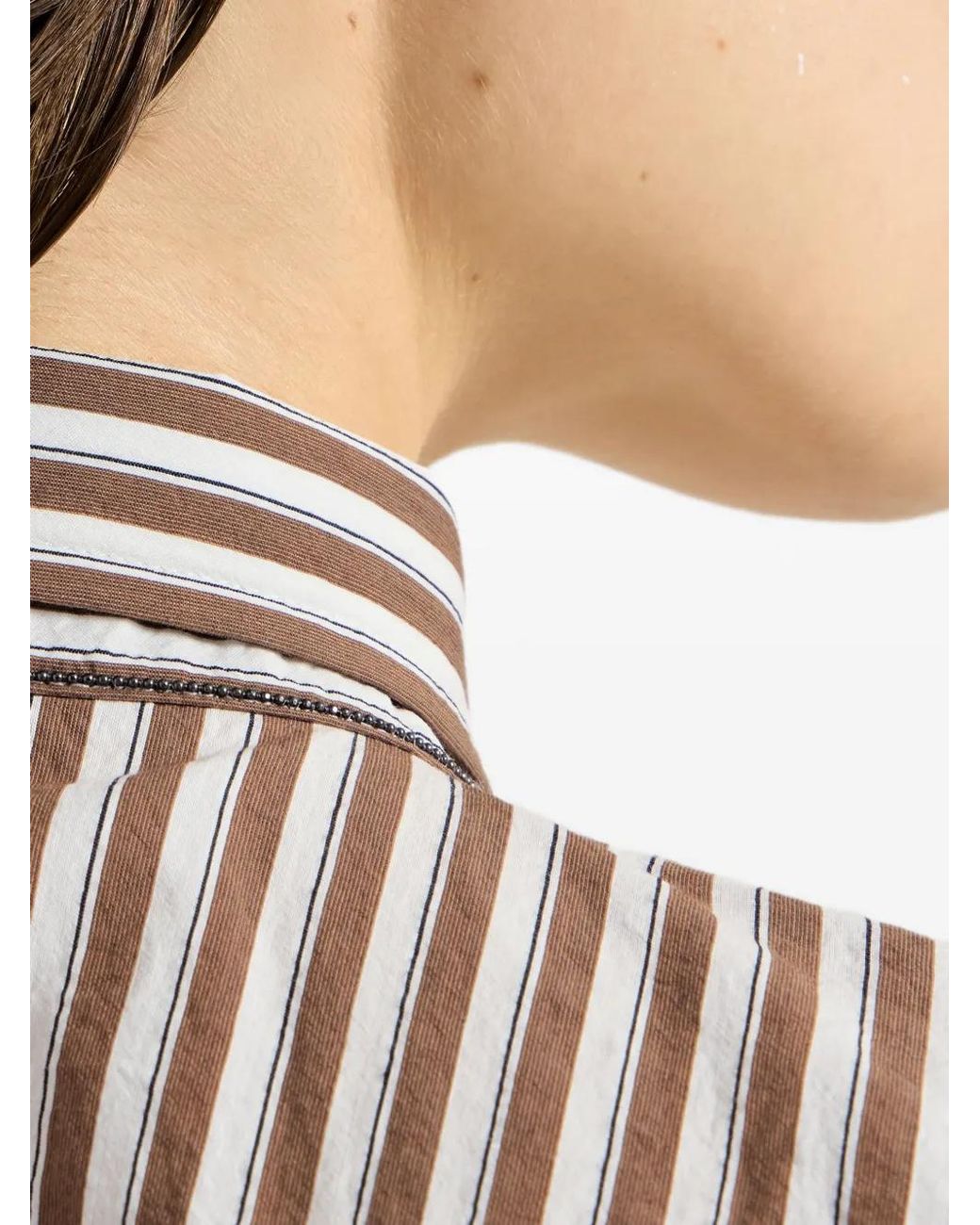 Brunello Cucinelli Brown Monili-Embellished Shirt