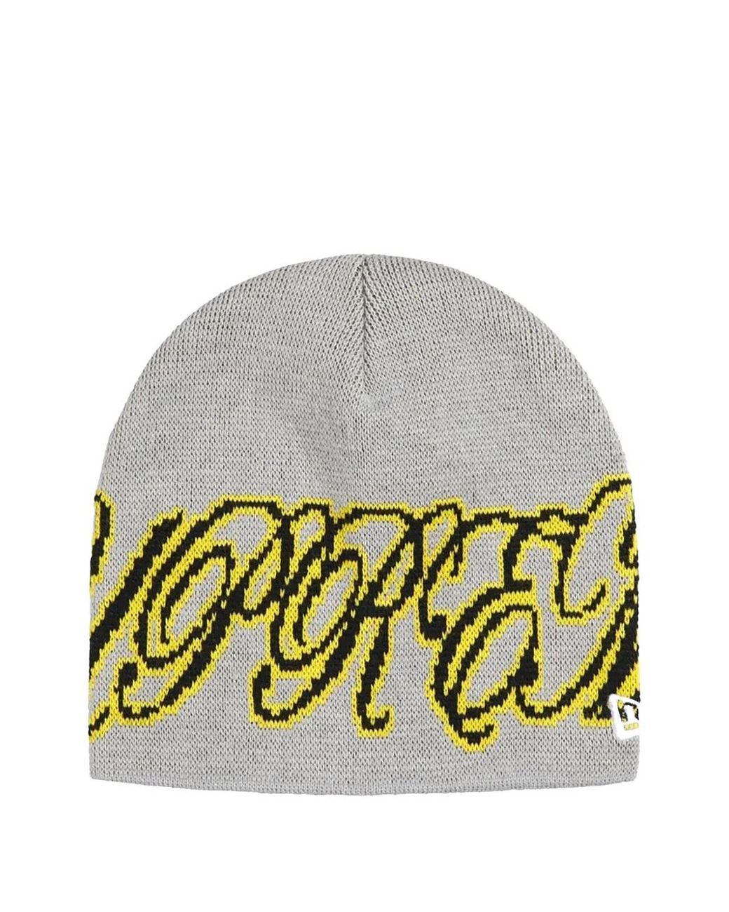 Supreme Gray X New Era Cursive Beanie Hat for men