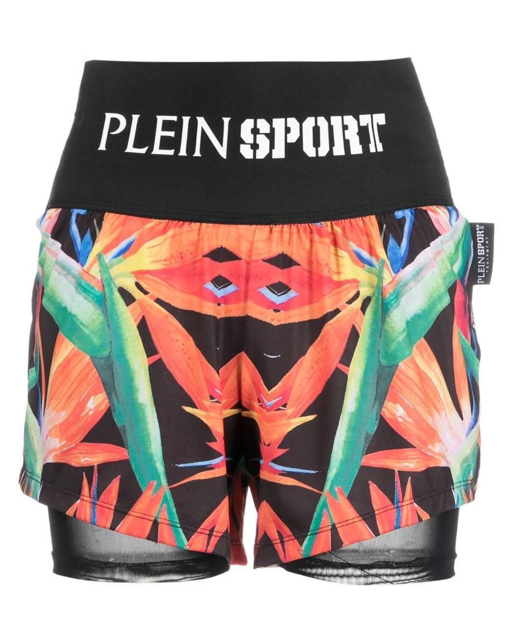 Philipp Plein Black Floral-Print Double-Layered Cotton Running Shorts