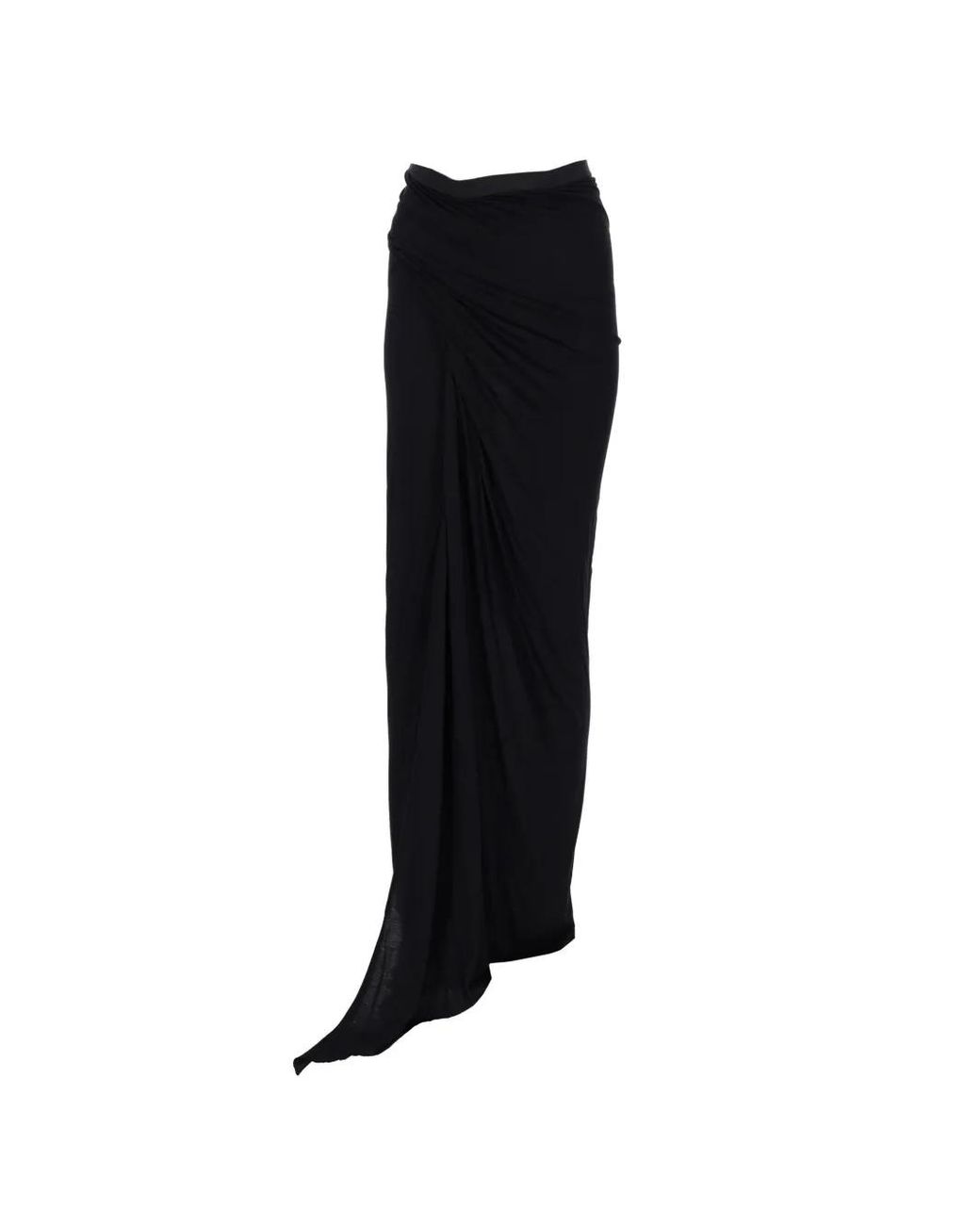 Rick Owens Black Draped Midi Skirt