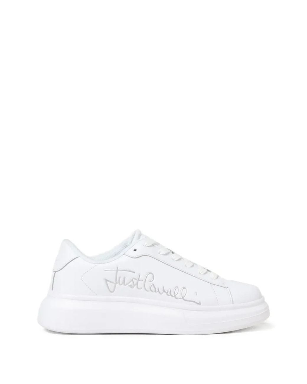 Just Cavalli White Logo-Lettering Sneakers