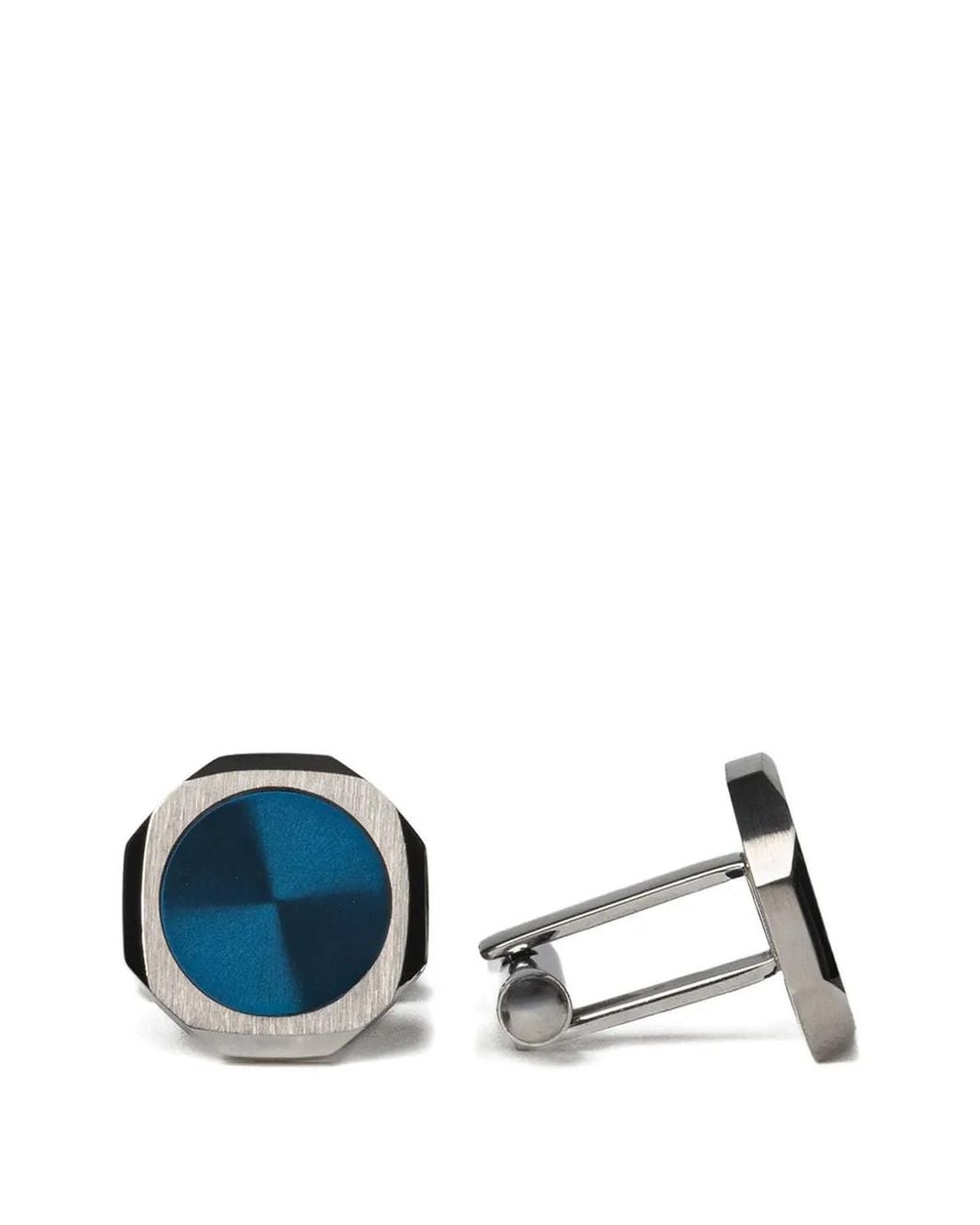 D1 Milano Blue Octagonal Sunray-Dial Cufflinks for men
