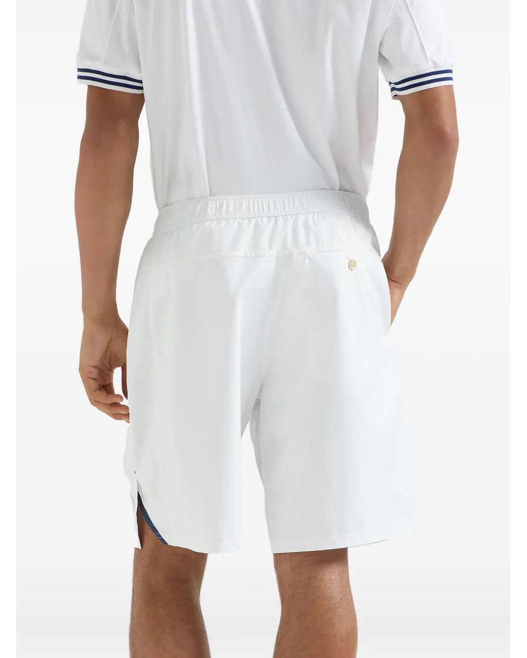 Brunello Cucinelli White Nylon Shorts With Logo for men