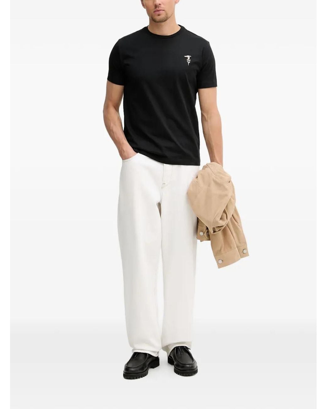 Trussardi White Logo-Print T-Shirt for men