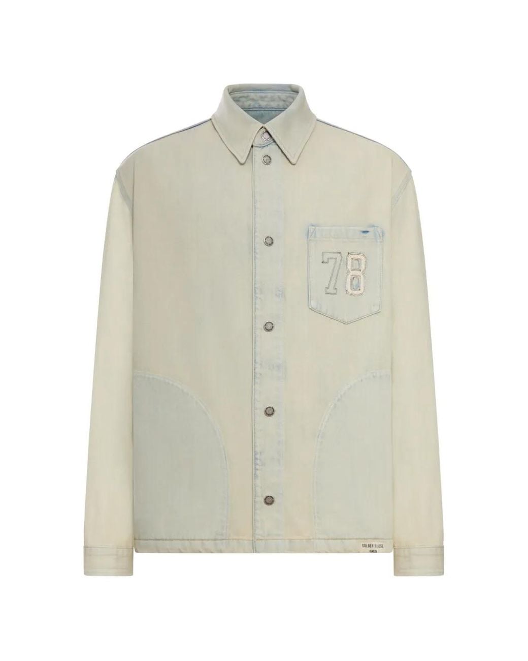 Golden Goose Deluxe Brand White Journey M's Denim Work Jacket Peter Bleach Laguna Wash for men