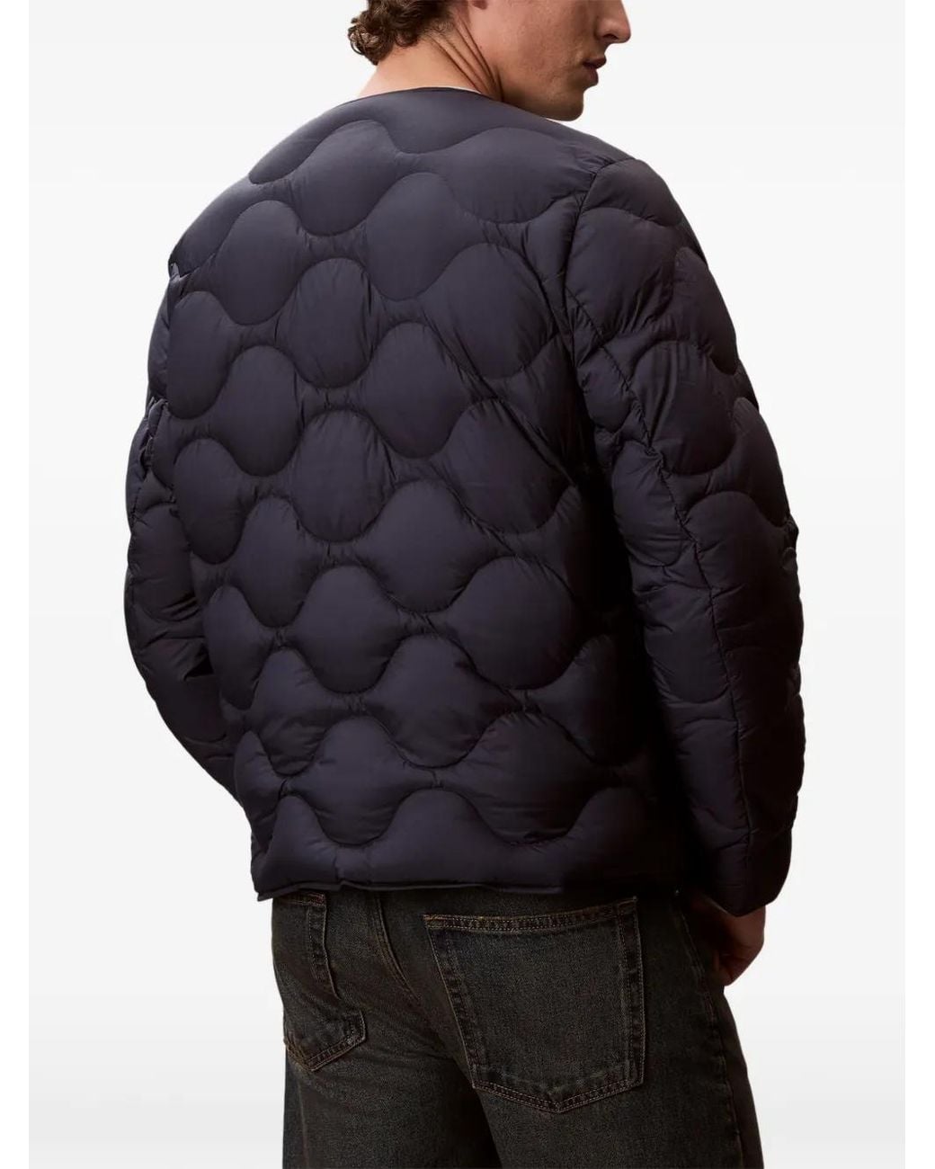 Calvin Klein Black Quilted-Finish Zip-Up Jacket for men