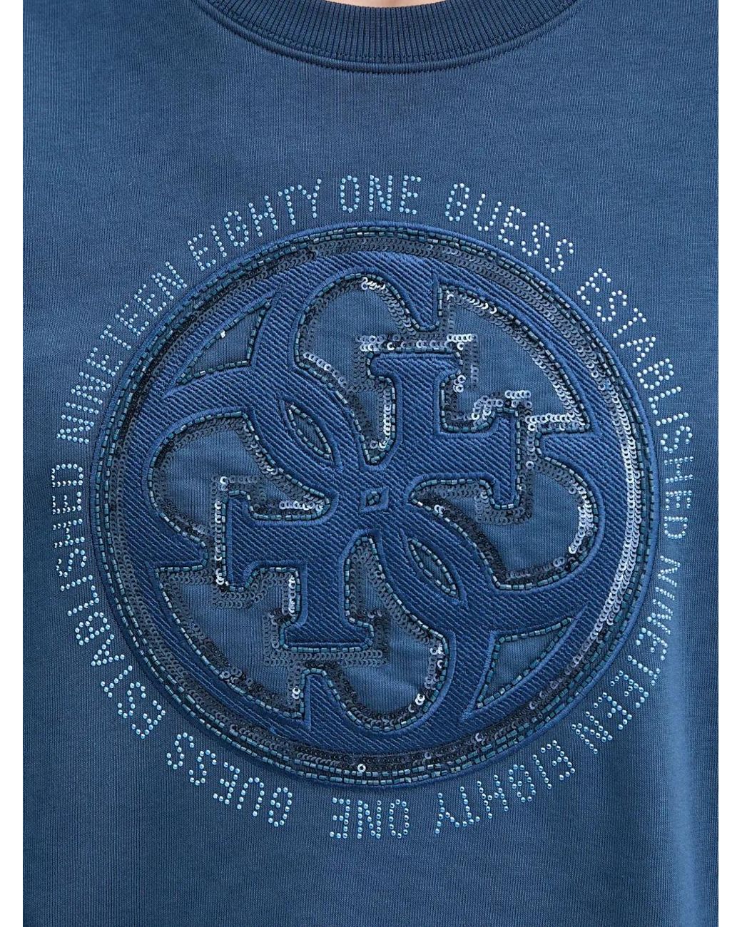 Guess Blue Logo-Print Sweatshirt